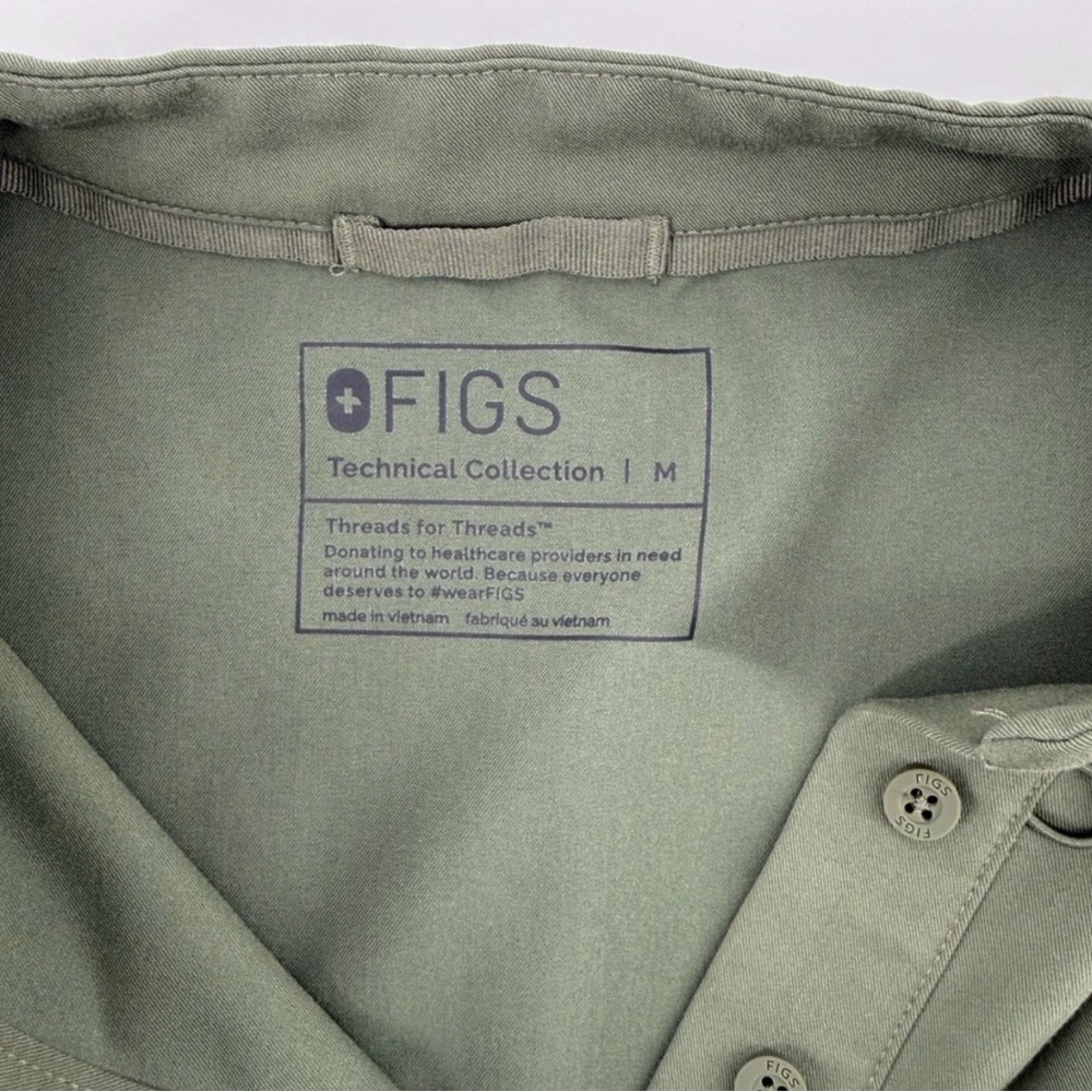 FIGS Technical Collection Manila Olive Moss Green Henley Scrub Top Oversized - Picture 4 of 7